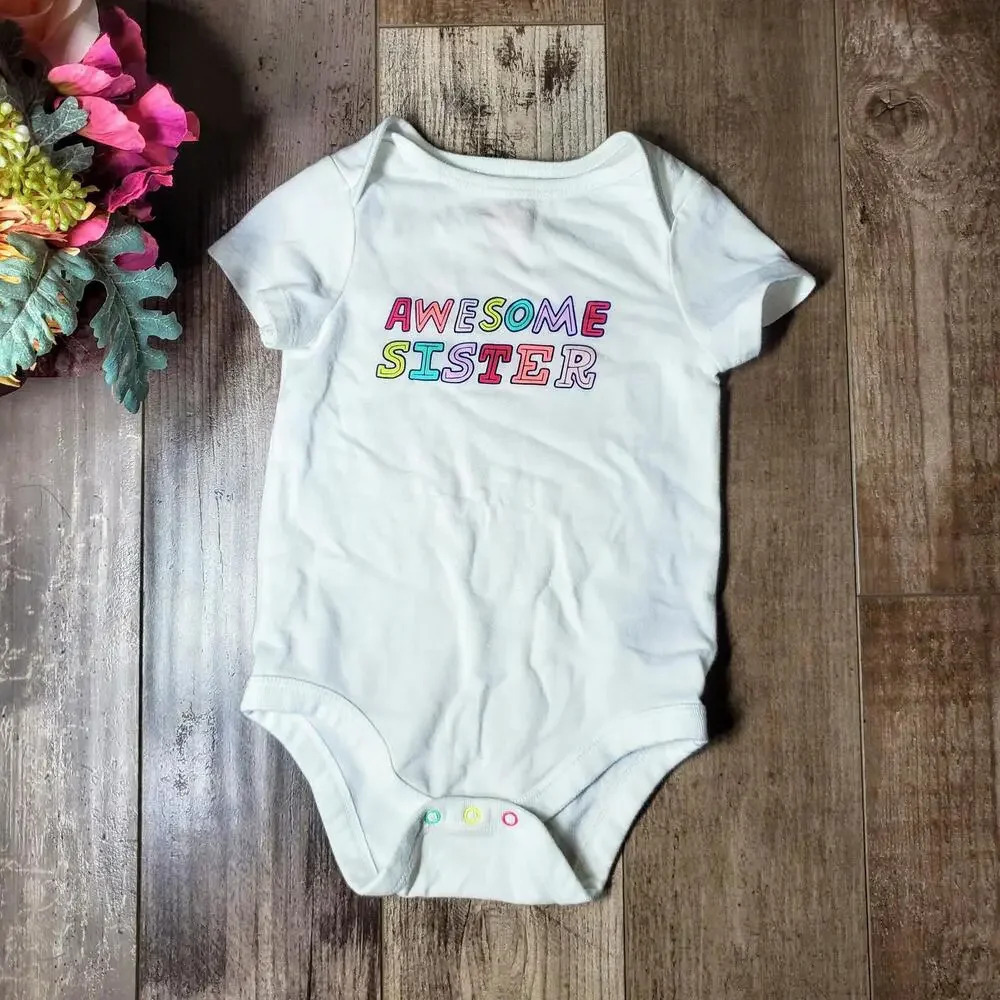 baby Cat & Jack "Awesome Sister" Bodysuit Size 6M-9M NWOT